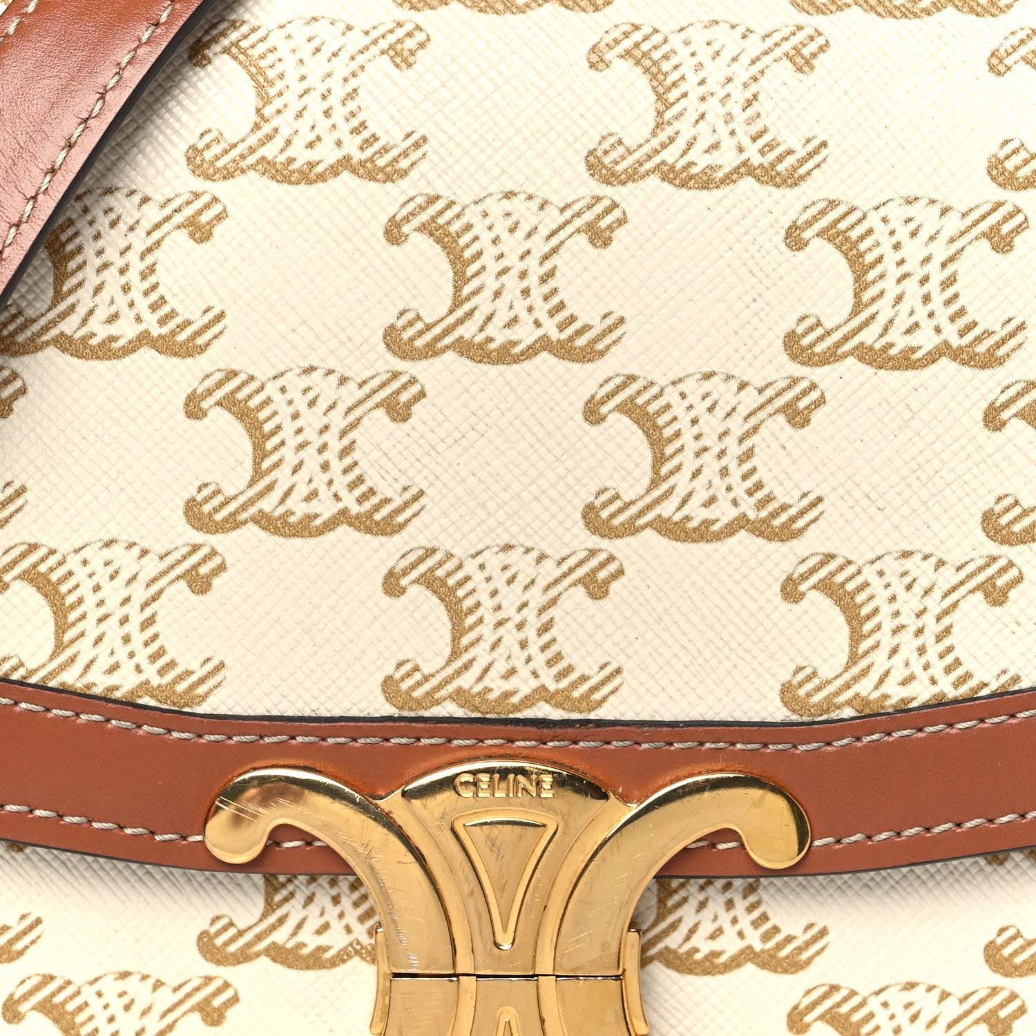 Celine Calfskin Triomphe Canvas Teen Triomphe Bag White 8 of 11