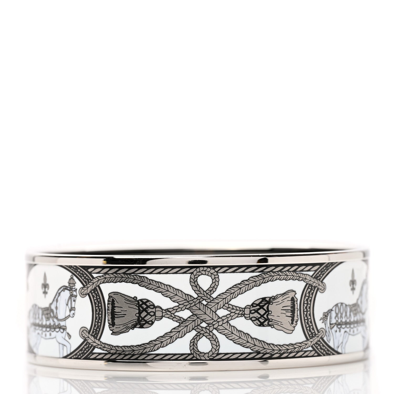 Hermes Enamel Printed Wide Grand Apparat Bracelet 70 White 3 of 5