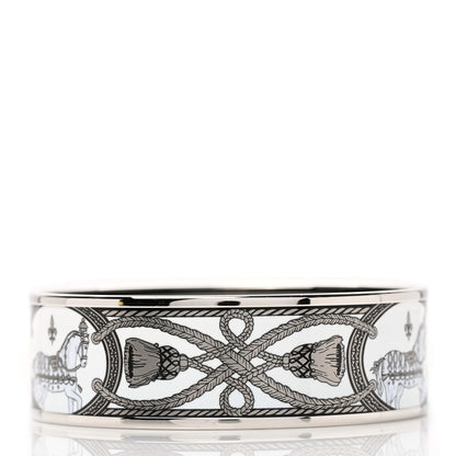 Hermes Enamel Printed Wide Grand Apparat Bracelet 70 White 3 of 5
