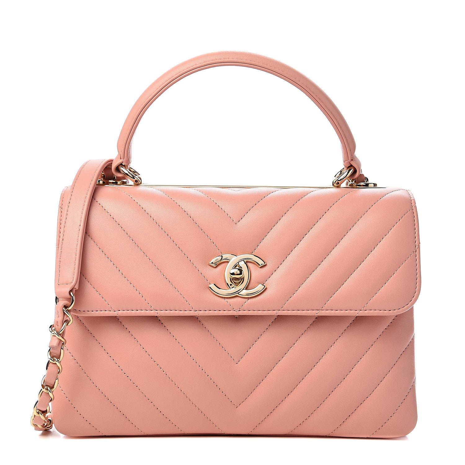 Chanel Lambskin Chevron Quilted Small Trendy CC Dual Handle Flap Bag Light Pink 1 of 11