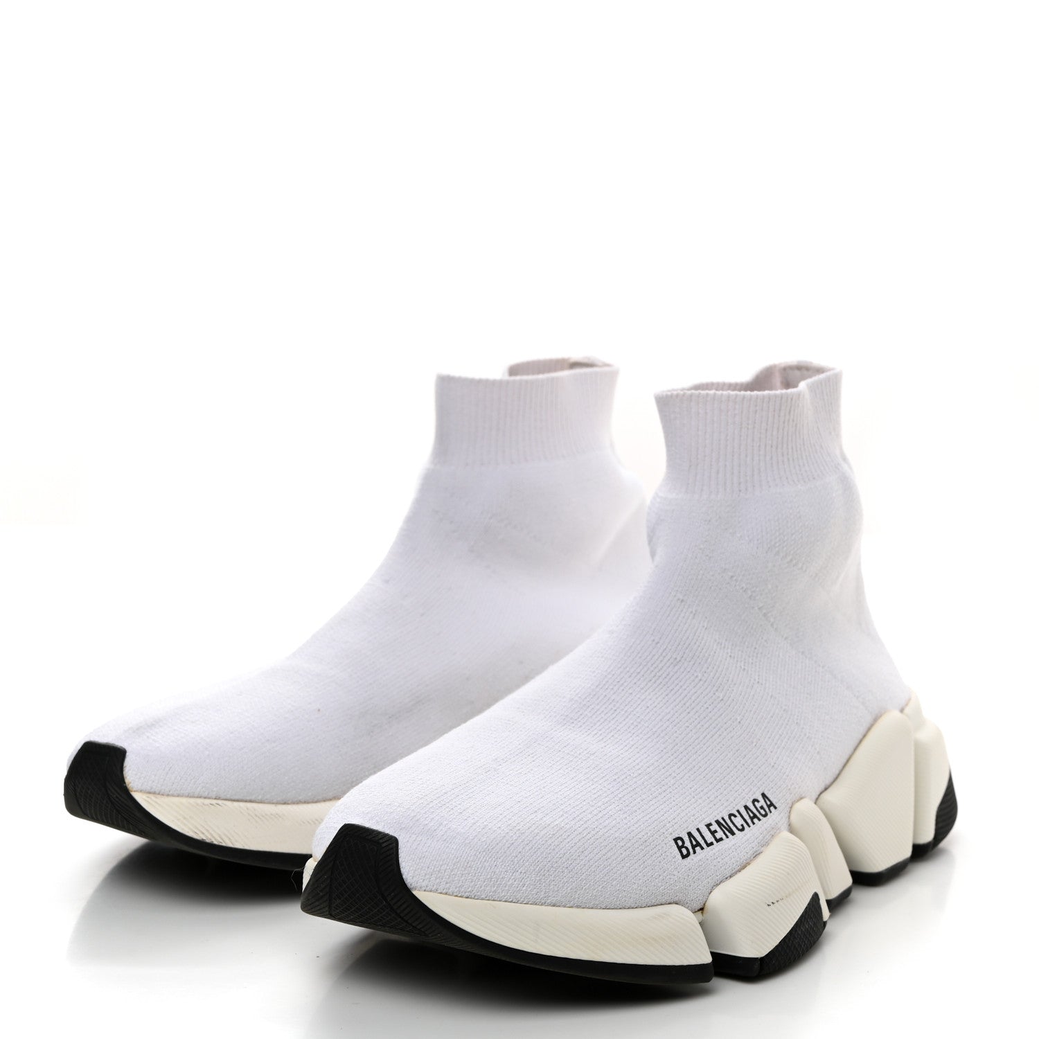 Balenciaga Technical 3D Recycled Knit Bi-Color Sole Womens Speed 2.0 Sneakers 37 White Black 3 of 8
