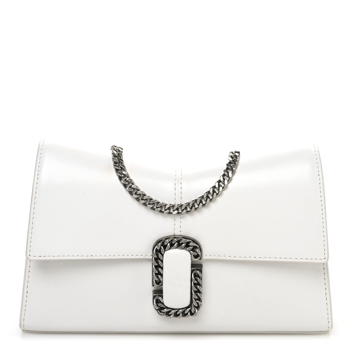 Calfskin Saint Marc Chain Wallet White