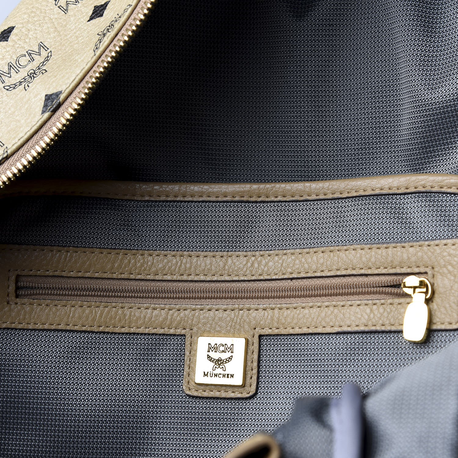 MCM Visetos Medium Side Studs Stark Backpack Beige 5 of 13