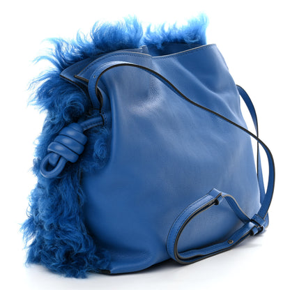 Loewe Nappa Shearling Flamenco Knot Clutch Blue 3 of 10