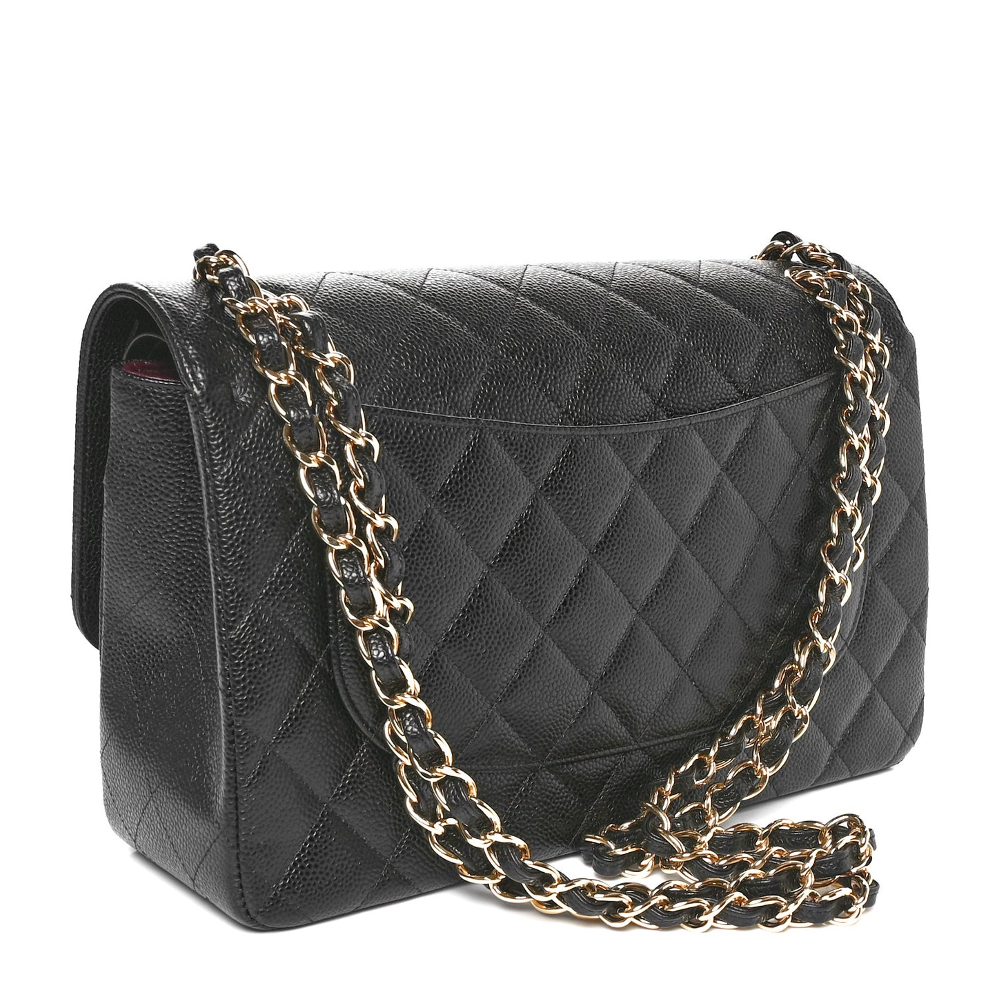 Caviar Quilted Jumbo Double Flap Black
