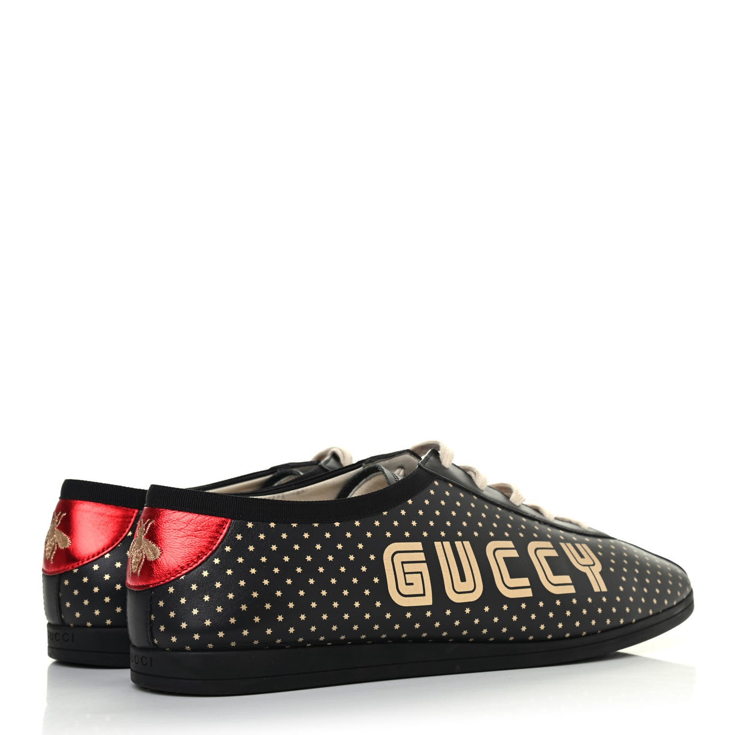X SEGA Calfskin GUCCY Stars Mens Falacer Sneakers 12 Black