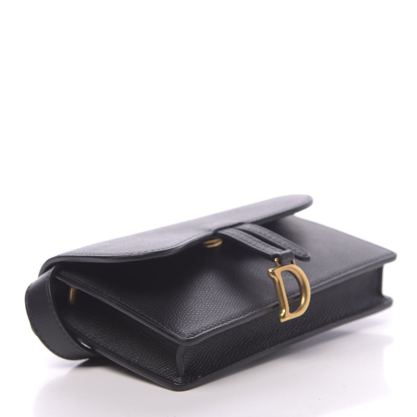 Grained Calfskin Saddle Belt Bag Black