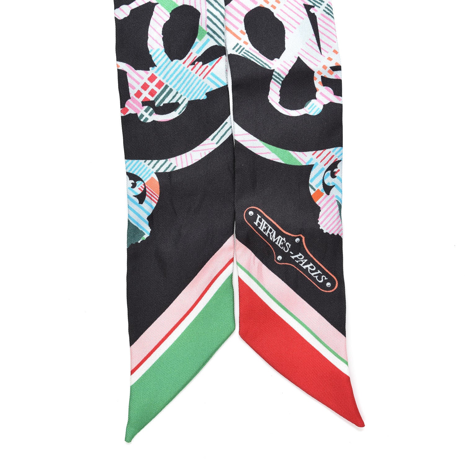 Hermes Silk Cavalcadour Morning Twilly Black Rouge Vert 2 of 3