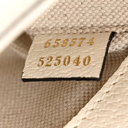 Gucci X ADIDAS Textured Dollar Calfskin Web Trefoil Mini Horsebit 1955 Shoulder Bag Off White Black 7 of 9
