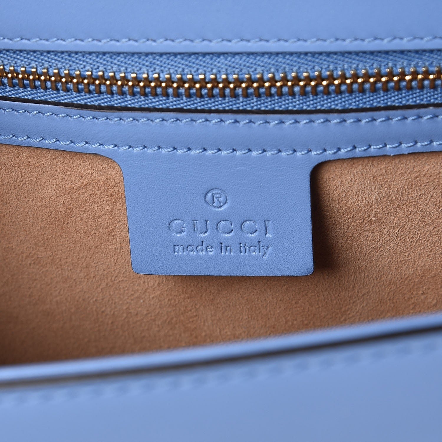 Gucci Calfskin Small Sylvie Shoulder Bag Clear Sky Blue 8 of 9