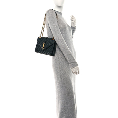 Saint Laurent Grain De Poudre Textured Mixed Matelasse Triquilt Medium Monogram Satchel Dark Smog 2 of 11