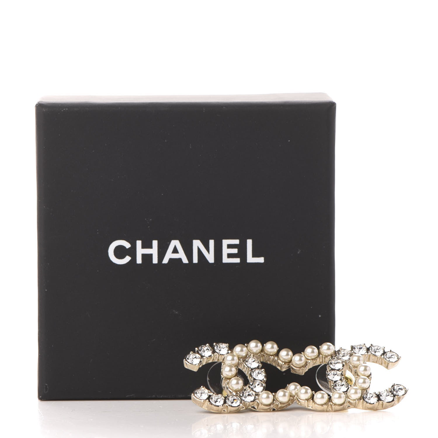 Chanel Crystal Pearl CC Dazzling Domino Earrings Gold 5 of 5