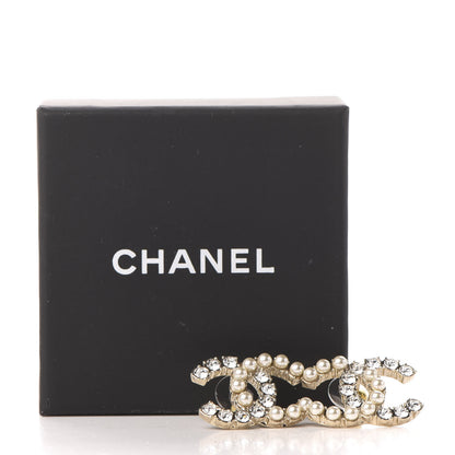 Chanel Crystal Pearl CC Dazzling Domino Earrings Gold 5 of 5