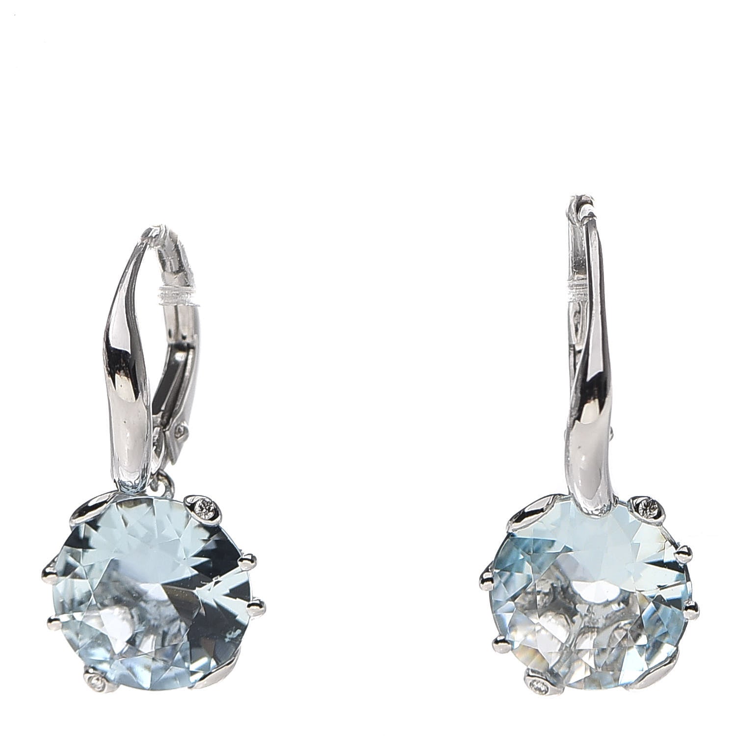 Christian Dior 18K White Gold Diamond Aquamarine Oui Drop Earrings 1 of 8