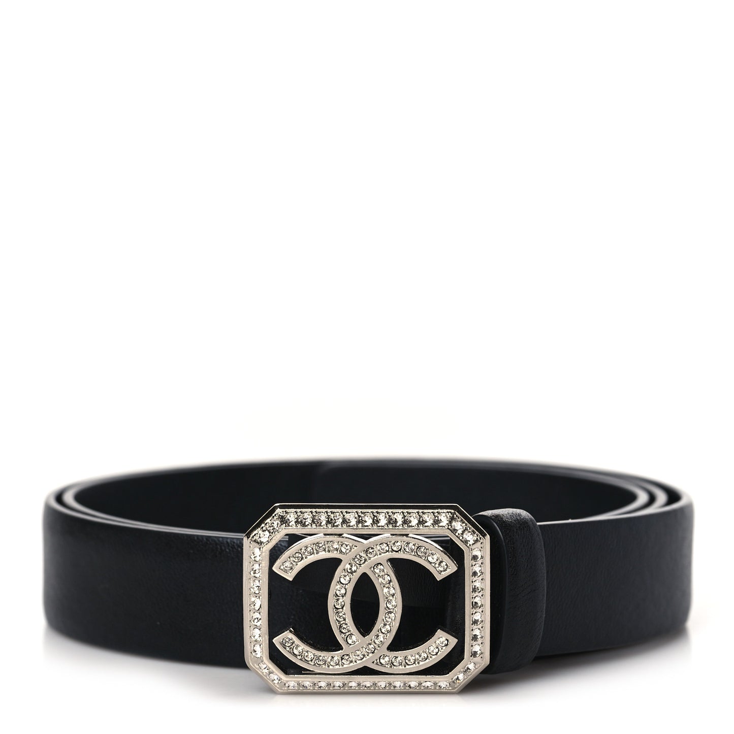Calfskin Crystal CC Vendome Belt 85 34 Black
