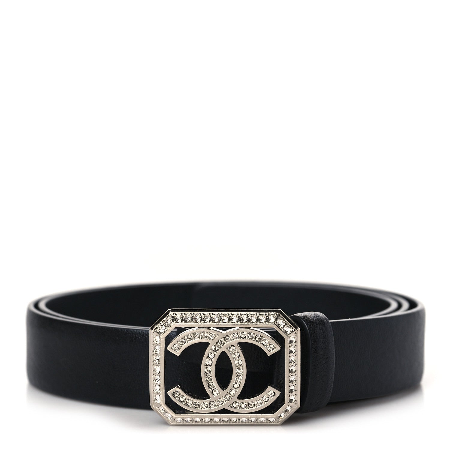 Chanel Calfskin Crystal CC Vendome Belt 85 34 Black 1 of 6