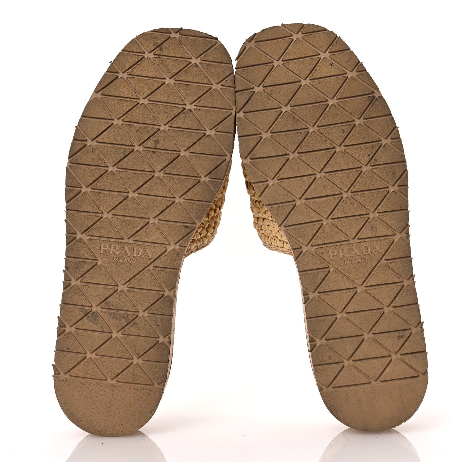 Prada Raffia Cork Metal Triangle Logo Woven Flatform Slide Sandals 38 Naturale 7 of 12