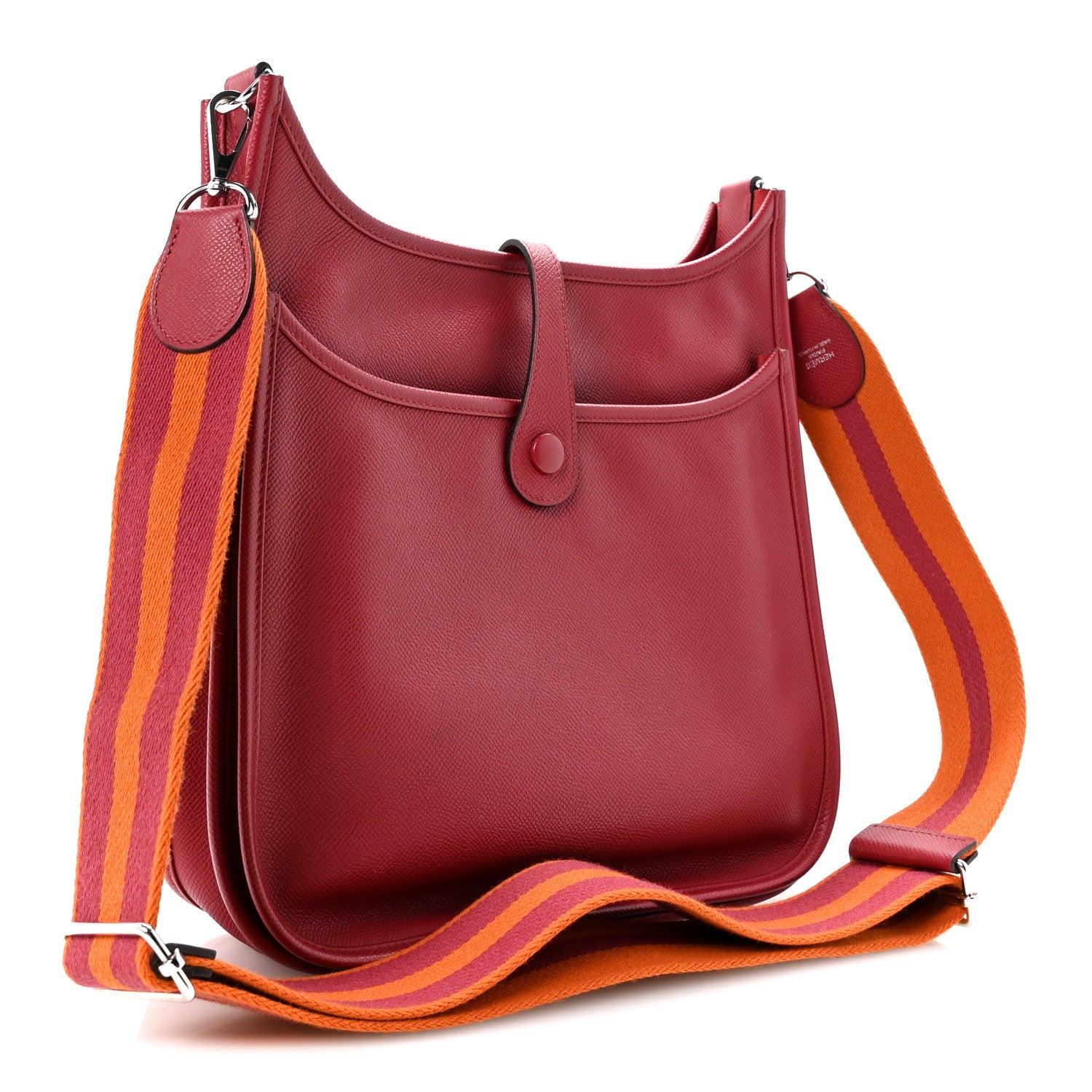 Hermes Taurillon Clemence Amazone Evelyne III PM Rouge Grenat Orange 3 of 13