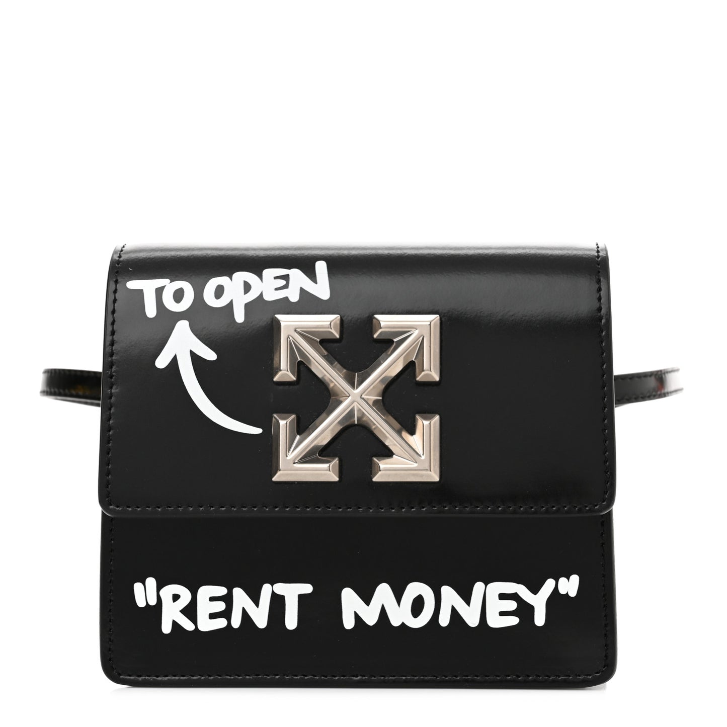 Calfskin Jitney 0.7 Rent Money Crossbody Bag Black
