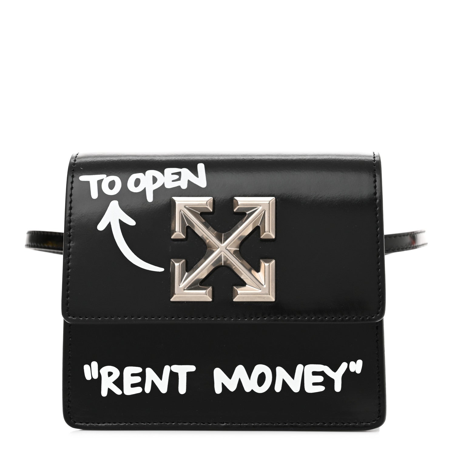 Off-White Calfskin Jitney 0.7 Rent Money Crossbody Bag Black 1 of 8