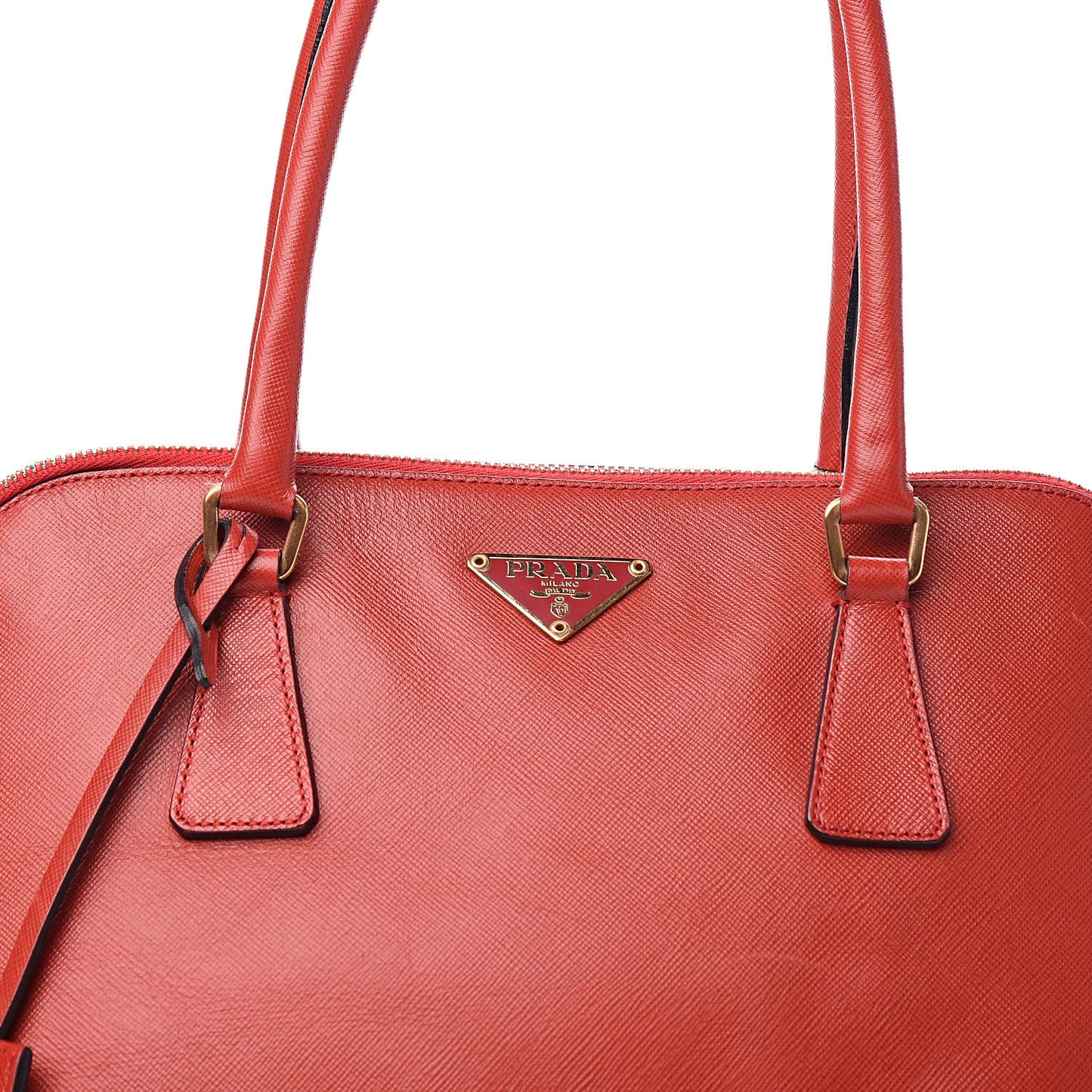 Saffiano Frame Bowler Red