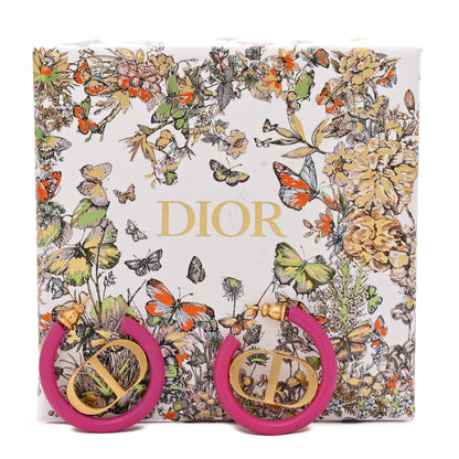 Christian Dior Metal 30 Montaigne Hoop Earrings Aged Gold Pink 5 of 5