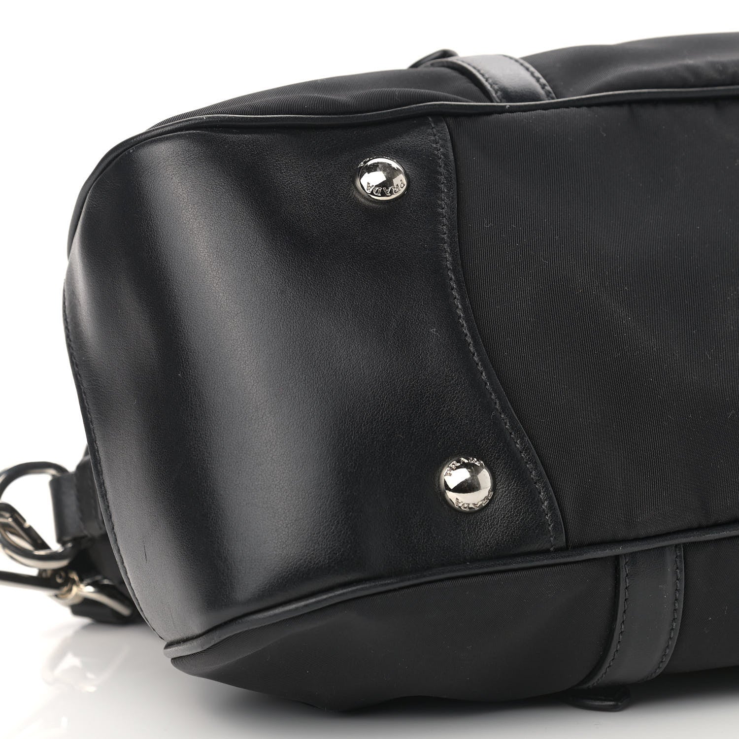 Prada Nylon Tessuto Soft Calf Tote Black 8 of 10