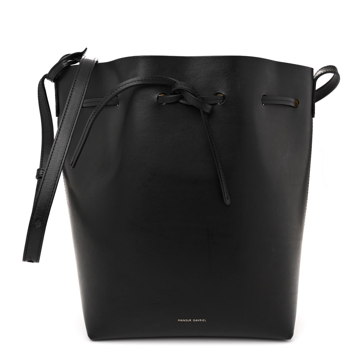 Vegetable Tanned Calfskin Bucket Bag Black Oro