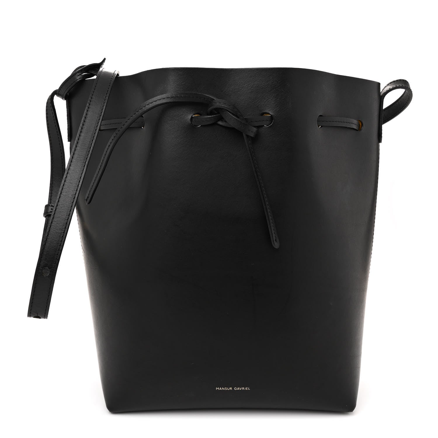 Mansur Gavriel Vegetable Tanned Calfskin Bucket Bag Black Oro 1 of 16