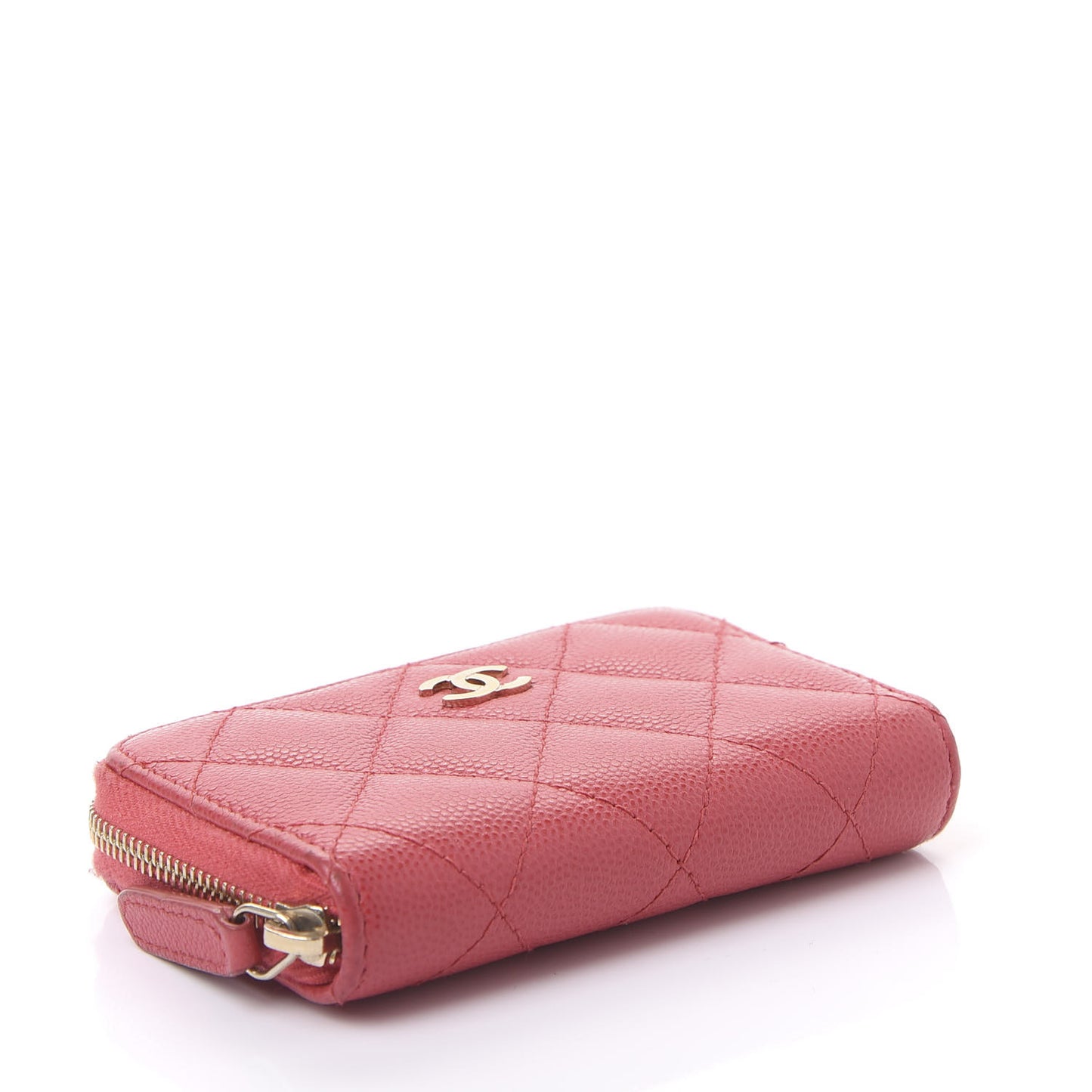 Caviar Quilted Zip Coin Purse Pink