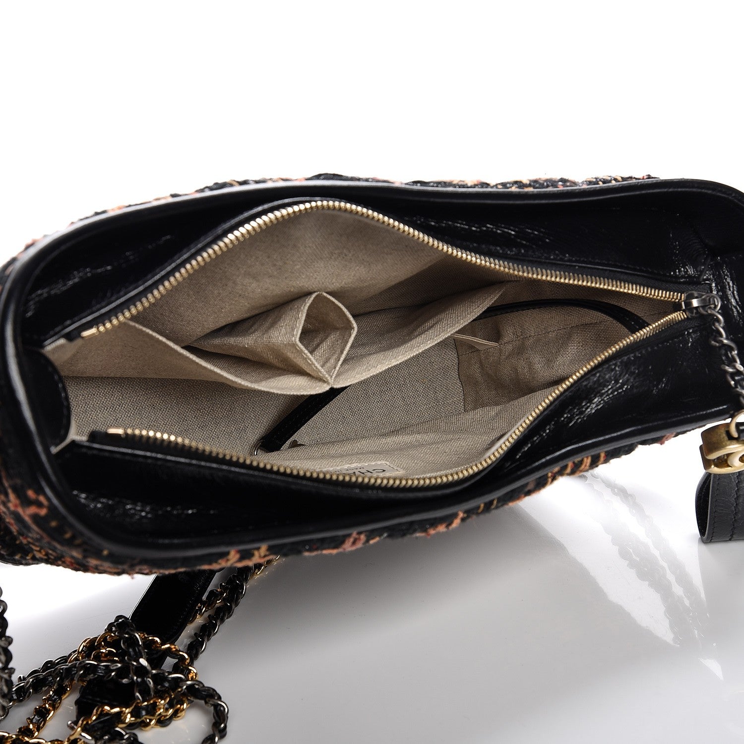 Chanel Tweed Calfskin Medium Gabrielle Hobo Black Brown 5 of 9