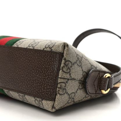 Gucci GG Supreme Monogram Textured Dollar Calfskin Web Small Ophidia Dome Shoulder Bag Beige Ebony New Acero 9 of 10