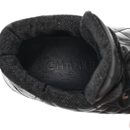 Chanel Lambskin Quilted High Top Sneakers 38 Black 7 of 8