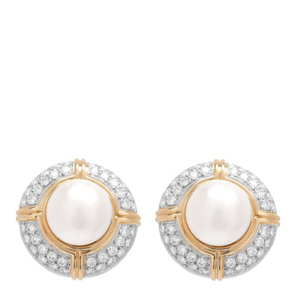 Tiffany 18K Yellow Gold Diamond Mabe Pearl Clip-On Earrings 1 of 4