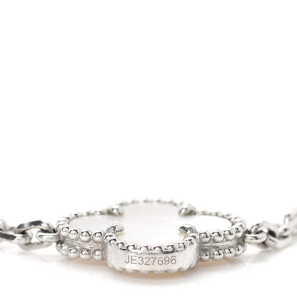 Van Cleef & Arpels 18K White Gold Mother of Pearl 5 Motifs Vintage Alhambra Bracelet 5 of 6