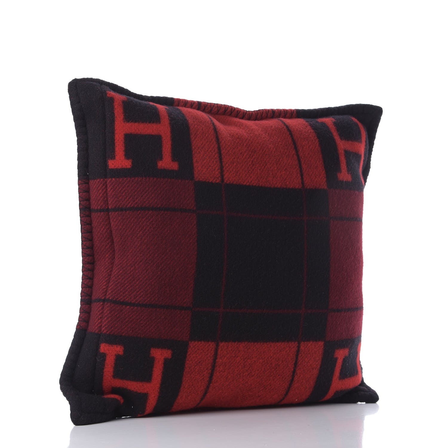 Hermes Wool Cashmere Avalon III Pillow PM Black Rouge 2 of 3