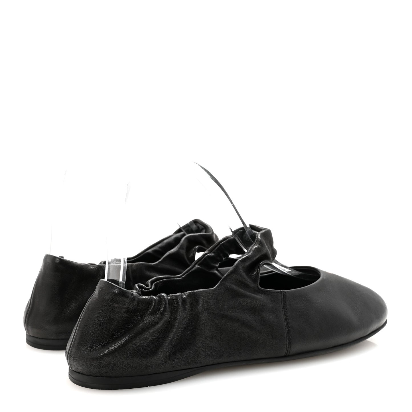 Nappa Ruched Ballerina Flats 37.5 Black