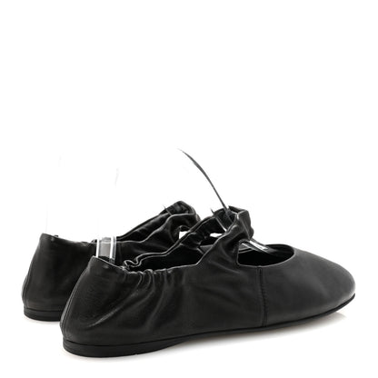 Miu Miu Nappa Ruched Ballerina Flats 37.5 Black 5 of 9
