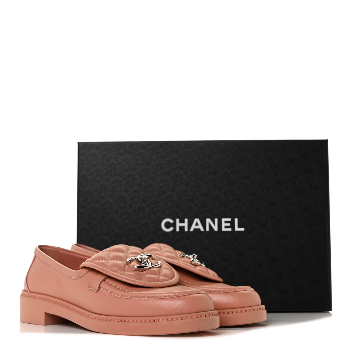 Lambskin Quilted CC Turnlock Loafers 37.5 Dark Pink