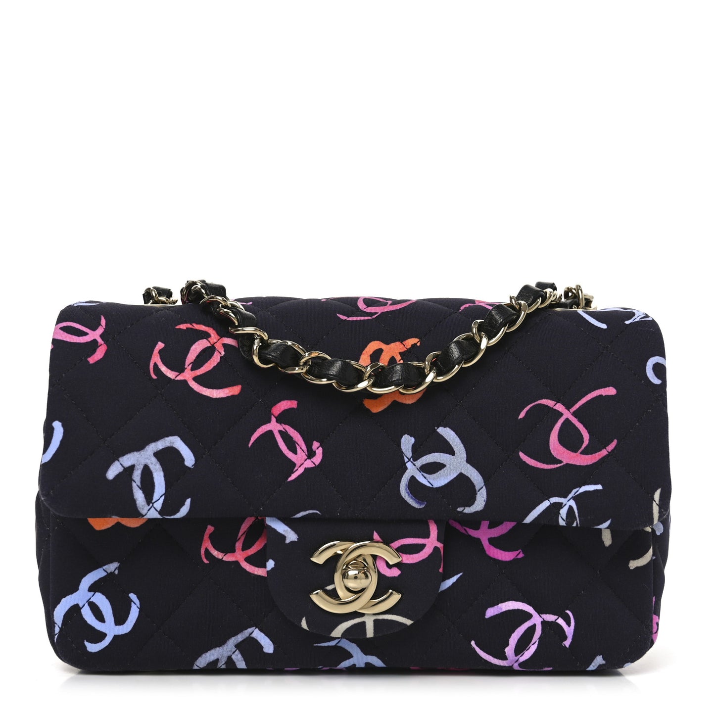 Printed Fabric Quilted Mini Rectangular Flap Black Pink Blue Yellow Orange
