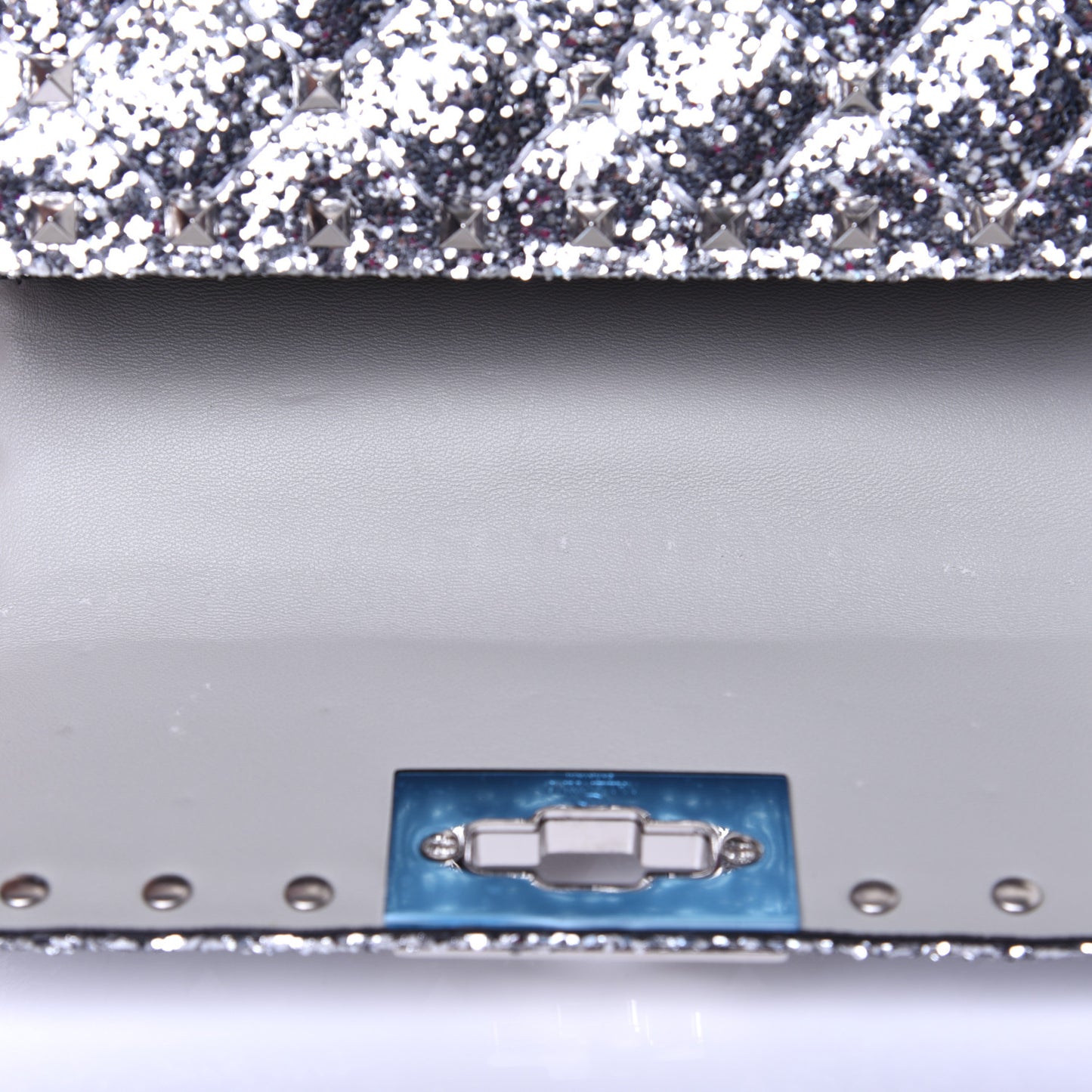 Glitter Mini Rockstud Spike Shoulder Bag Silver