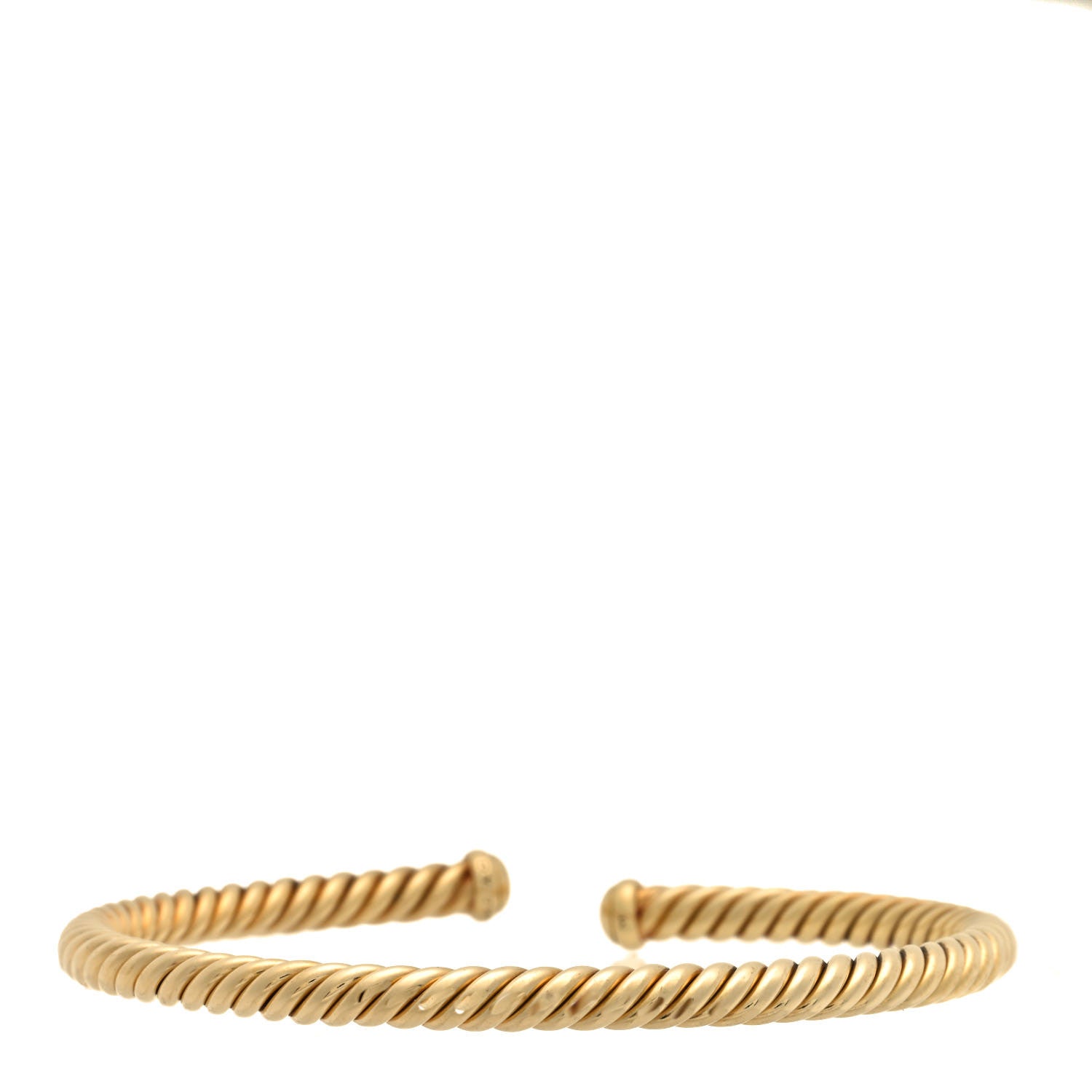 David Yurman 18K Yellow Gold 4mm Cablespira Bracelet 3 of 4