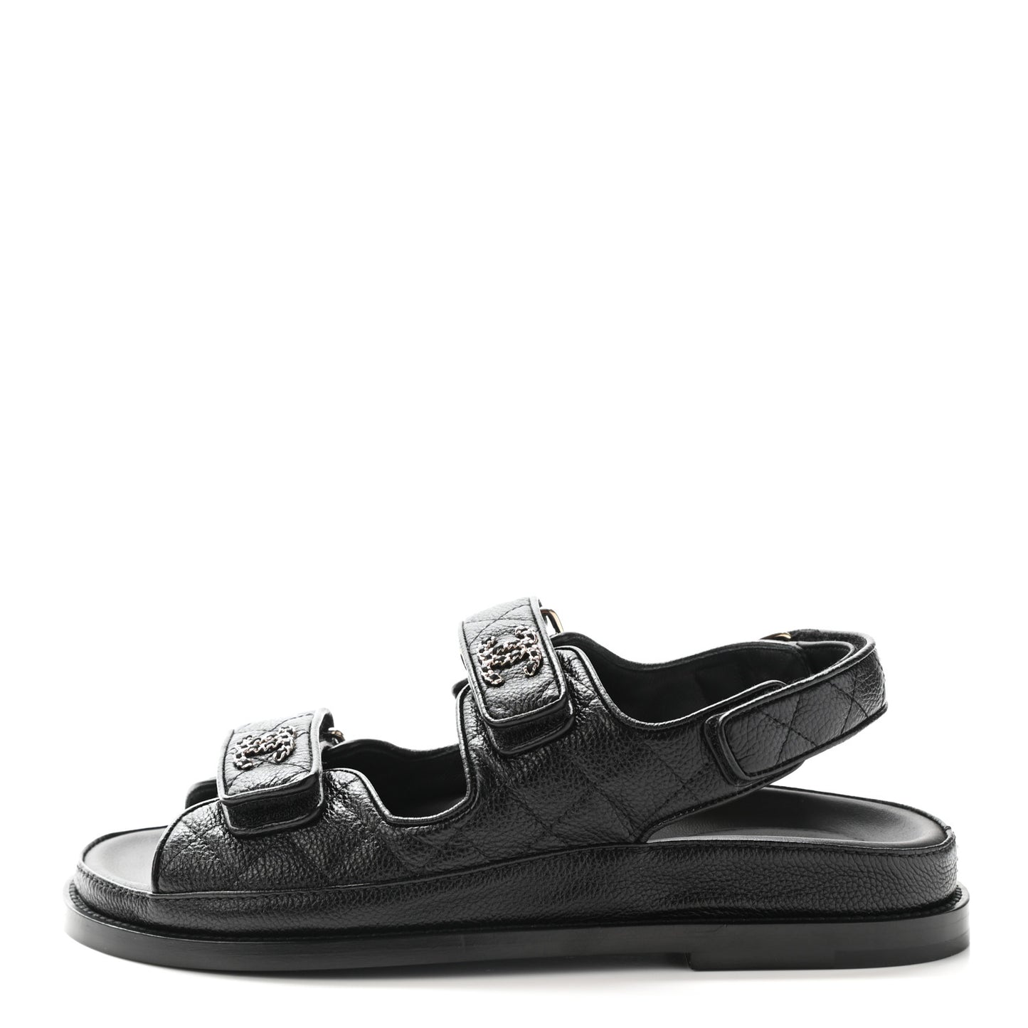 Grained Calfskin Velcro Dad Sandals 36.5 Black