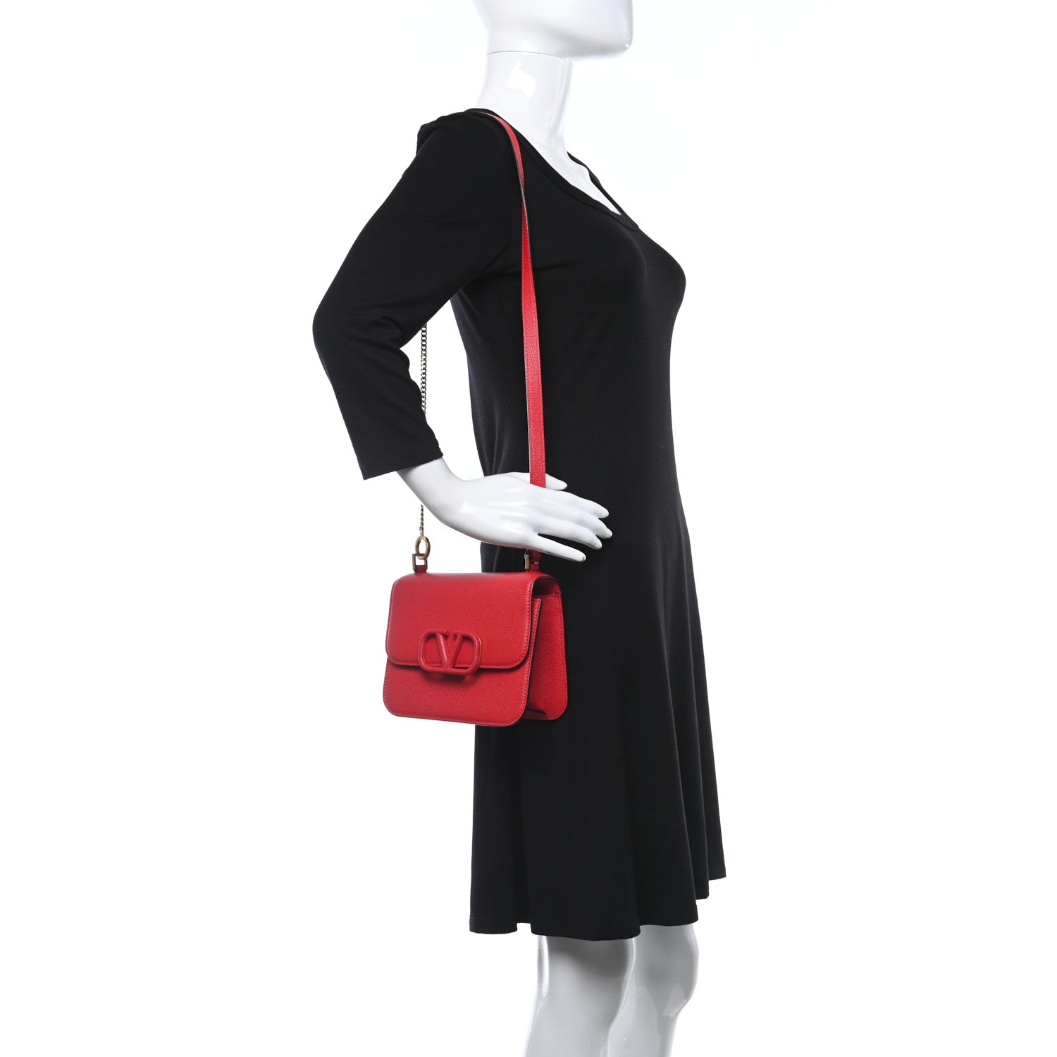 Valentino Garavani Grained Calfskin Small VSling Shoulder Bag Red 2 of 5