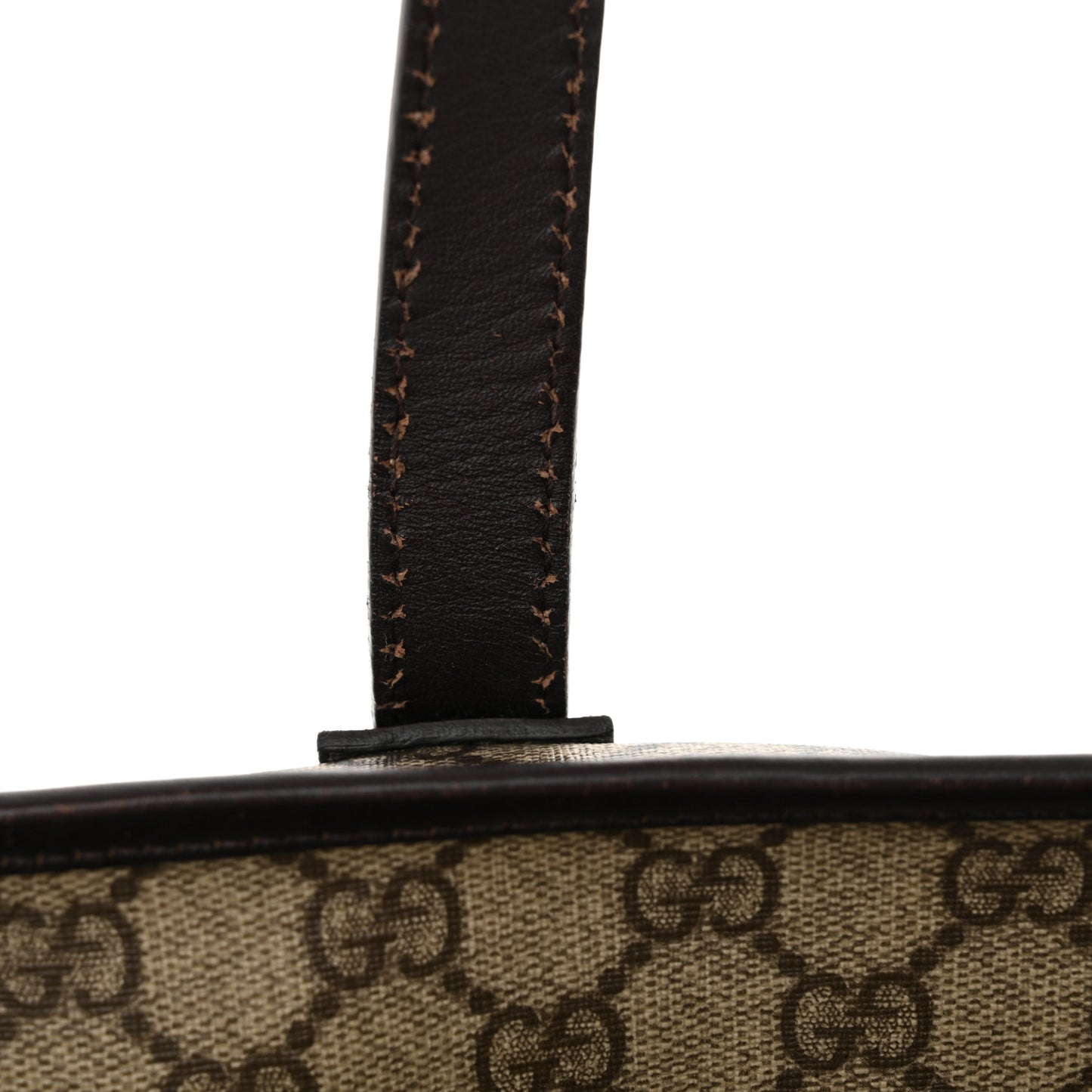 GG Supreme Monogram Medium Zippered Shopping Tote Dark Brown