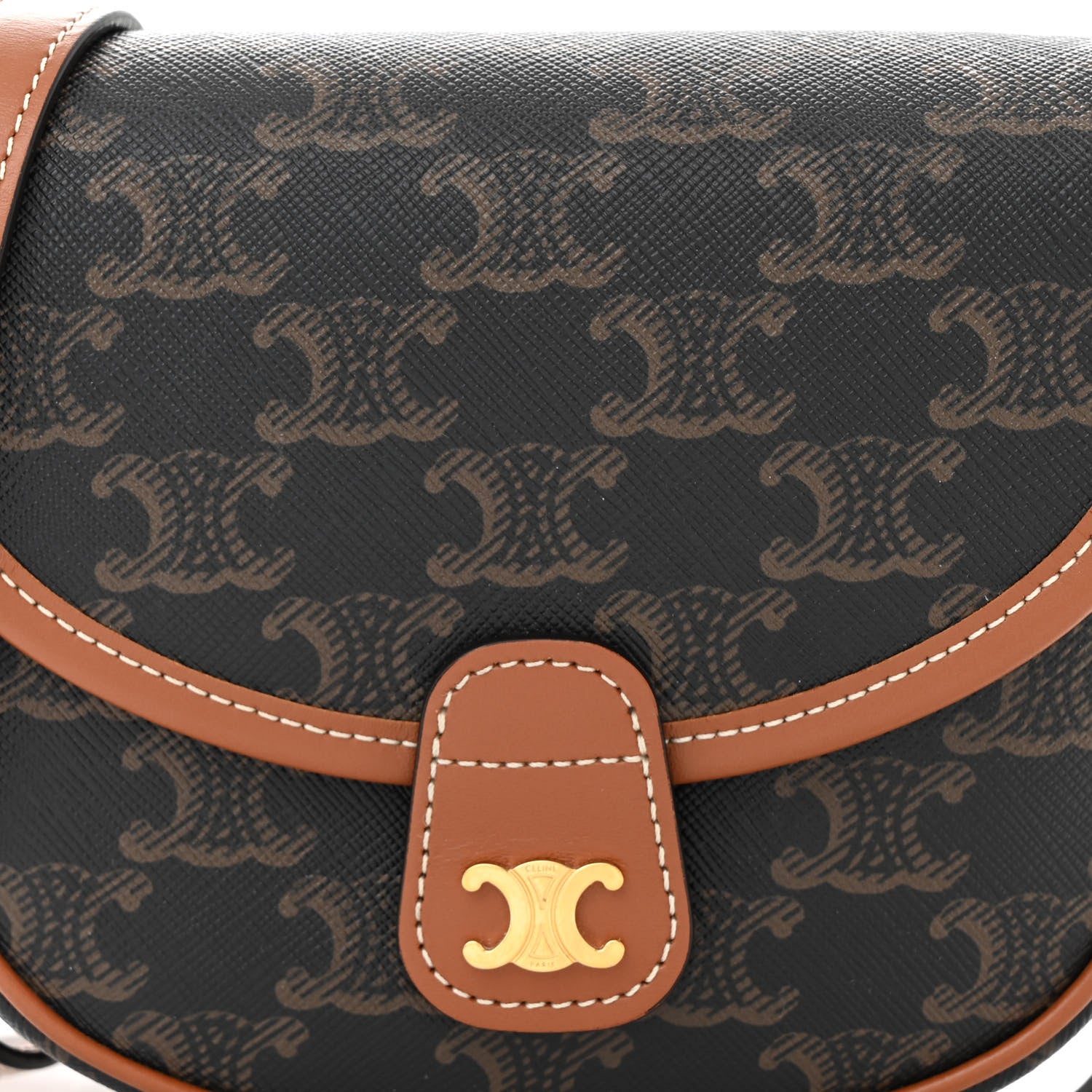 Celine Canvas Calfskin Triomphe Mini Besace Tan 8 of 10