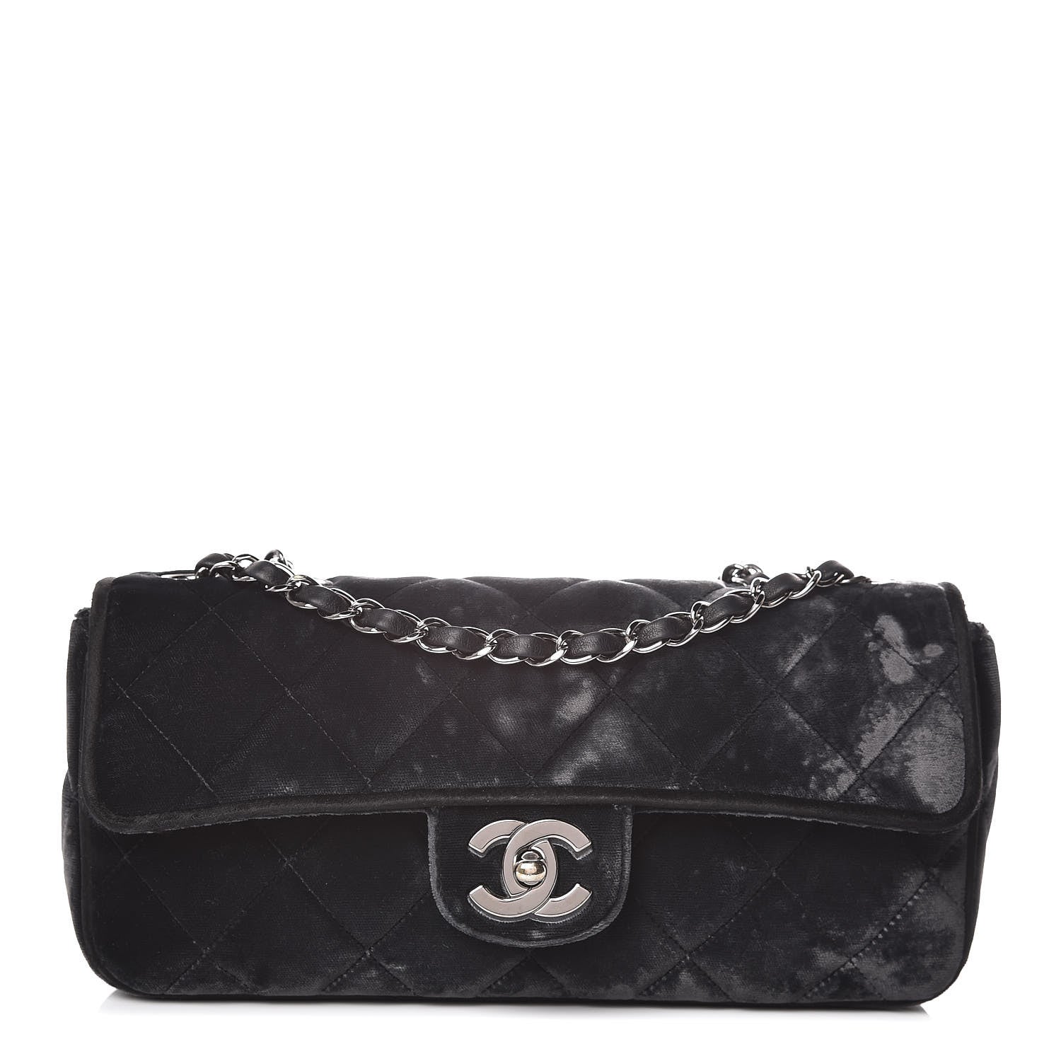 Chanel Velvet Quilted East West Flap Black 1 of 13