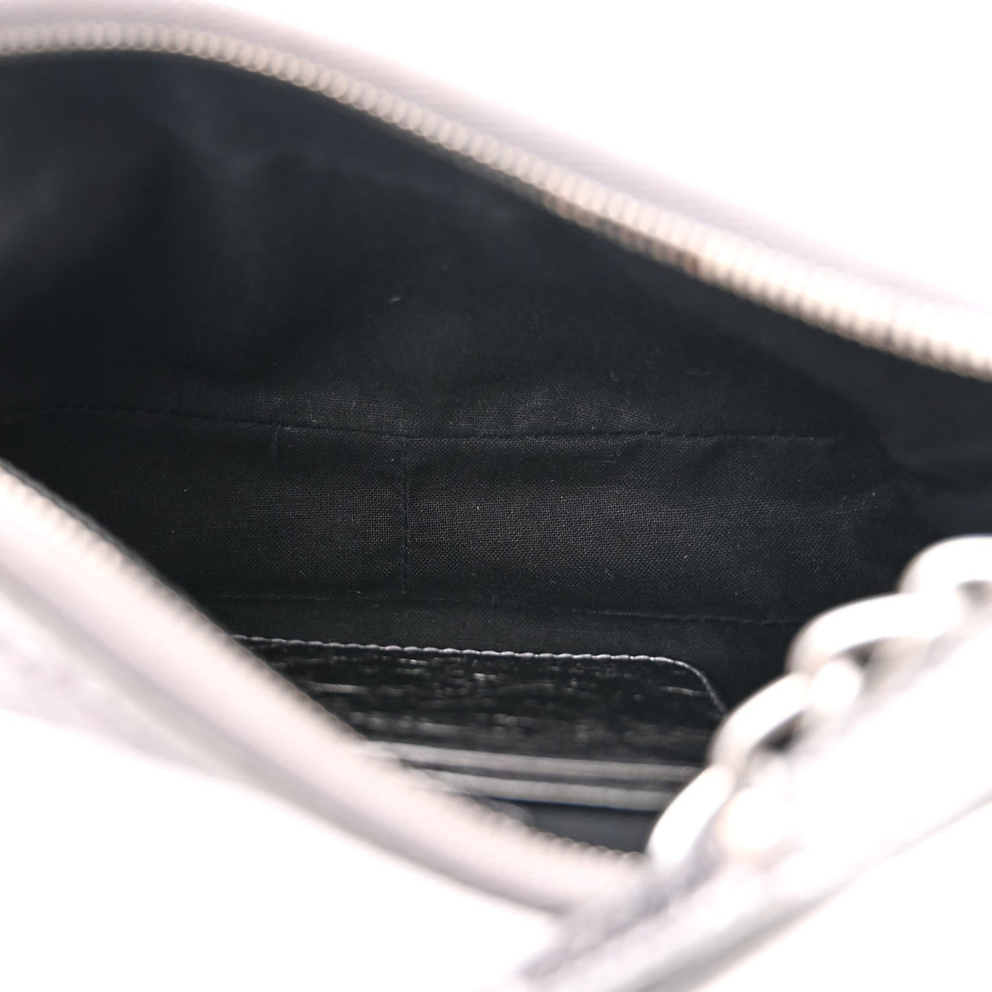 Metallic Agneau Arena Le Cagole Purse With Chain Mini Silver