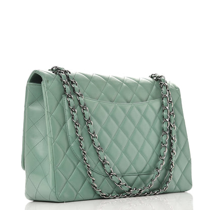 Chanel Lambskin Quilted Maxi Single Flap Green 4 of 11