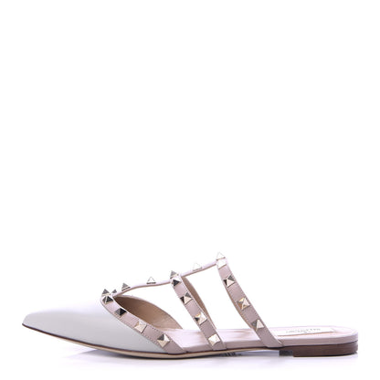 Valentino Garavani Nappa Rockstud Flat Cage Mules 39.5 Opal Grey Poudre 1 of 9